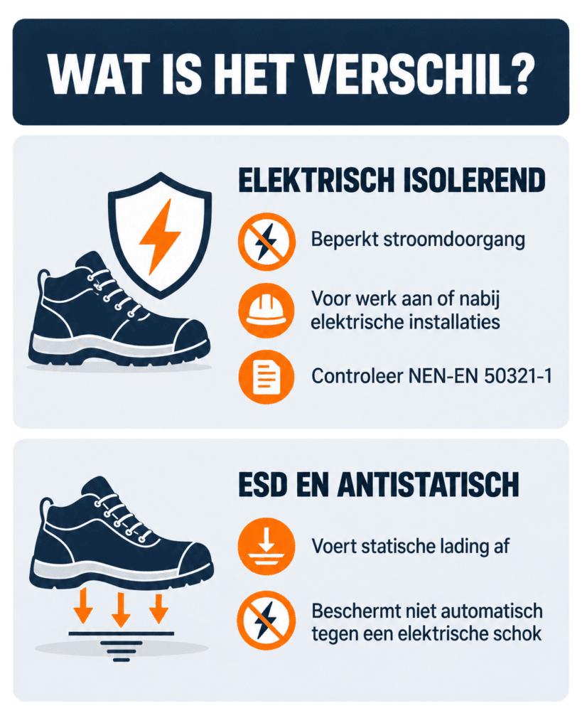 Verschilkaartje tussen normering elektrische bescherming en de ESD anti-statische eigenschappen