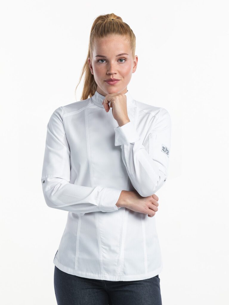 dame in chef jacket wit