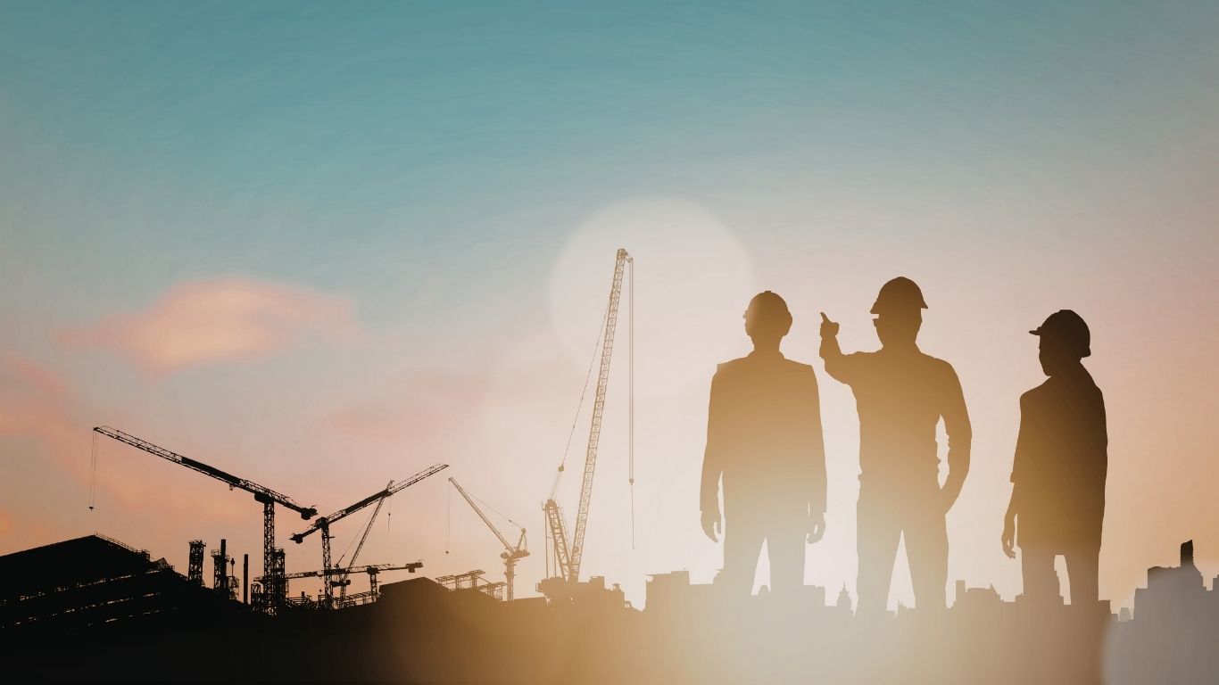 Felle zon op de bouwplaats